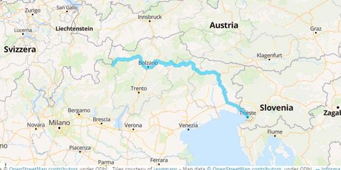 Motorbike tour in estern Alps from Trieste to Stelviopas - Mappa