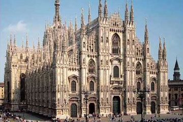 Lombardy - Milan Cathedral - with the golden Madonna statue,  symbol of Milan