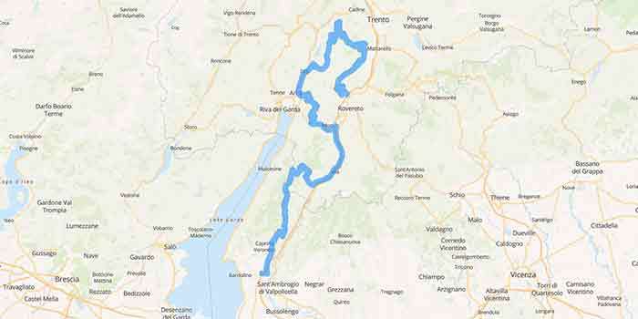 Scenic drive tour between Mount Baldo and Brentonico Plateau - Mappa