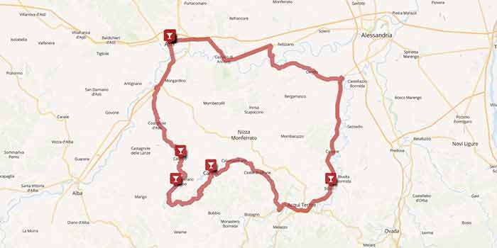 asti tour de vine map