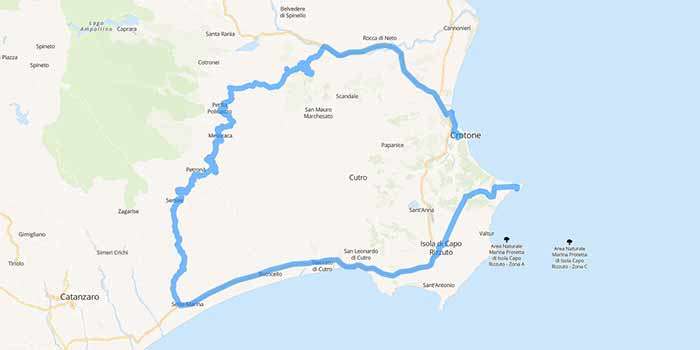 Visiting Calabria, from Crotone, Valli Cupe to Capo Colonna - Mappa