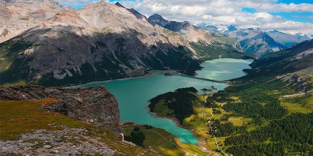 Scenic drive road from Brescia to Cancano lakes in the Alps