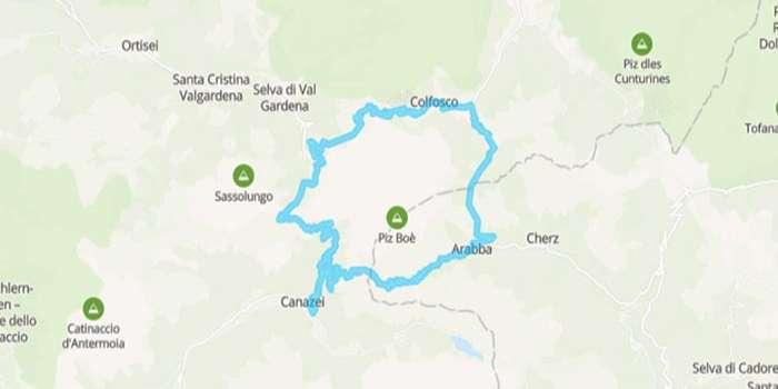 Sellaronda:  breathtaking Cycling Road in the Dolomites  - Mappa