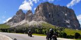 Scenic drive road in the Dolomites from Canazei, to Corvara 