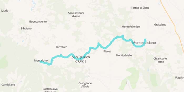 The wine route from Montepulciano to Montalcino - Mappa