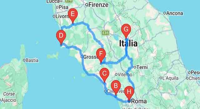 Etruscan Road Trip: Rome to Rome - Mappa